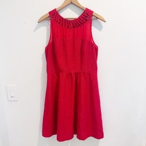 Anthropologie Maeve Red Lattice mixed media Dress 8
